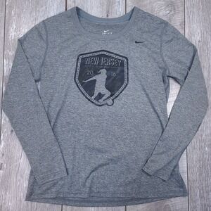 Nike Shirt Women's Medium Team Legend Dri-Fit Training Gray Long Sleeve Crew Top